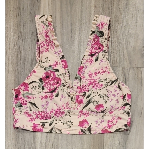 Women's Mossimo Ruffles Floral Print Bikini Top Small with removable pads - Picture 1 of 6